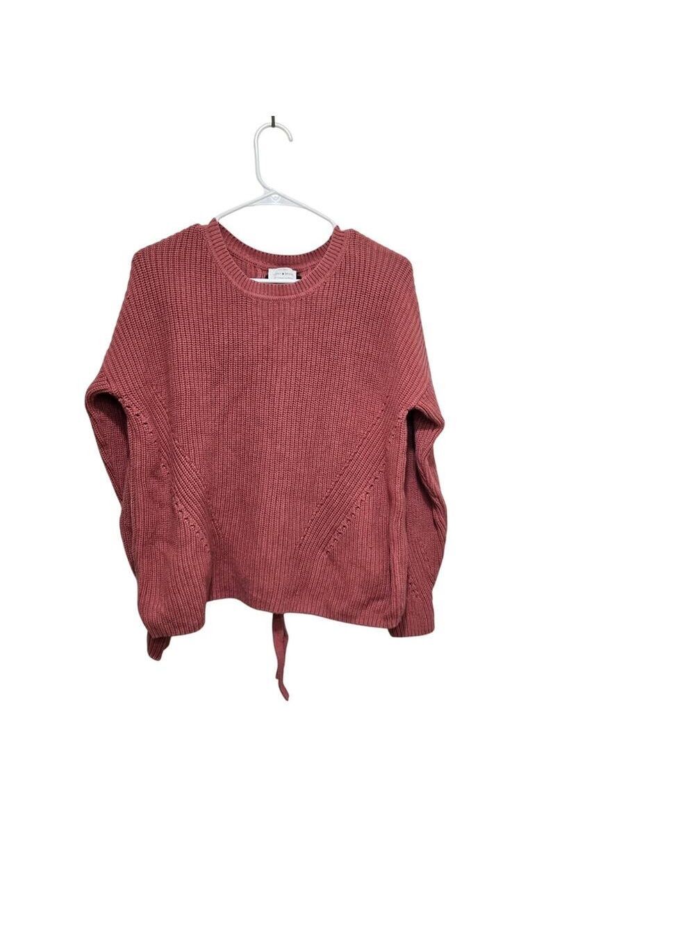 Lucky Brand Pink Lace Up Back Cotton Knit Sweater Medium
